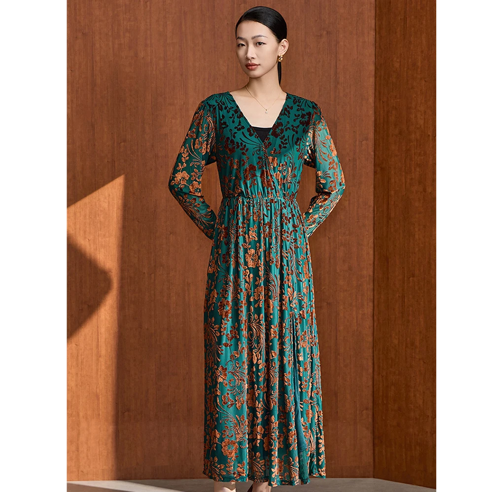 【福利专属】马天奴轻奢时尚黑色女士长袖修身连衣裙VDAC36DRX0