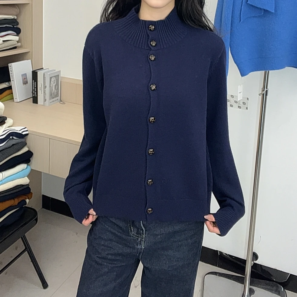 针织羊毛衫羊毛半高领收腰针织衫时尚纯色休闲毛衣