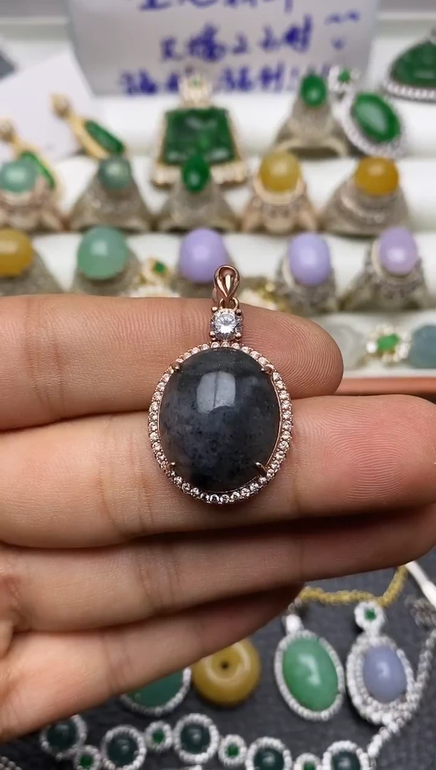 颈饰银S925镶嵌翡翠/0030