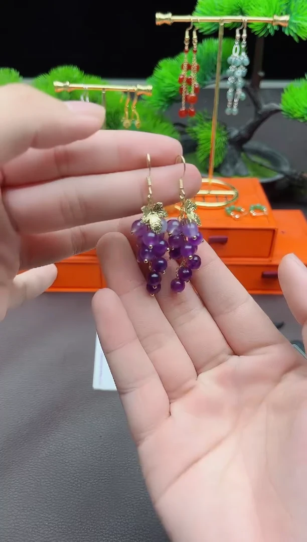 紫晶耳饰银S925镶嵌439000