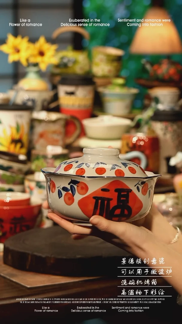 陶瓷景德镇高温釉下彩手工手绘款式