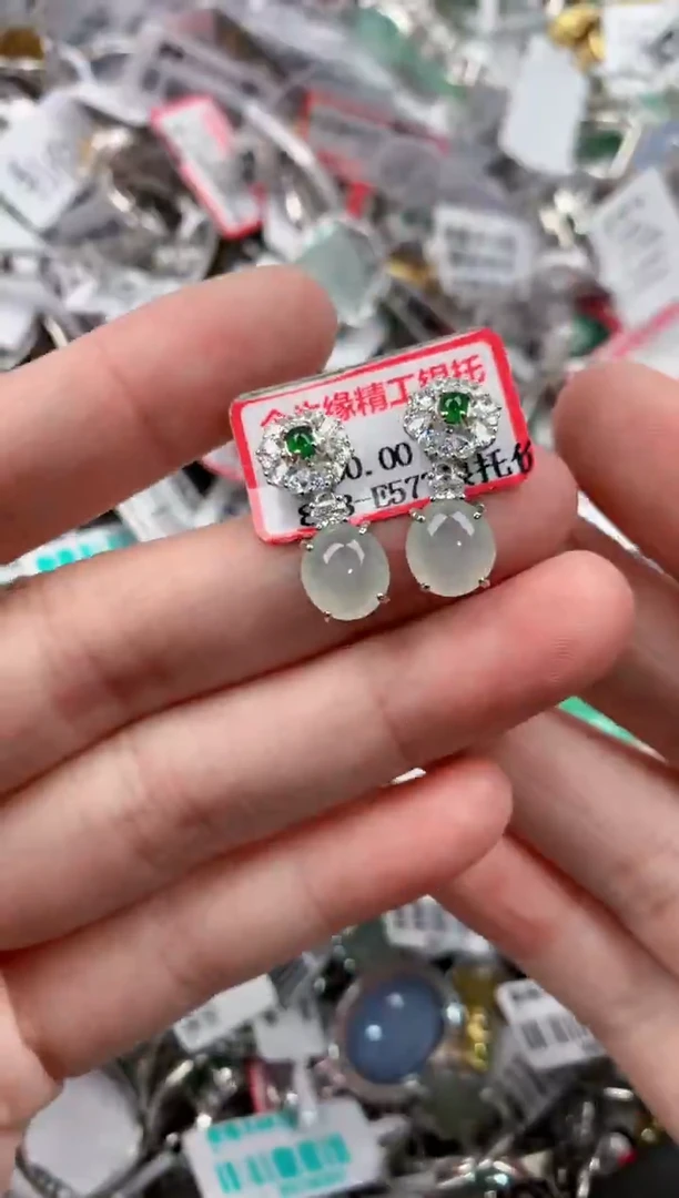 银S925镶嵌戒指翡翠16       7