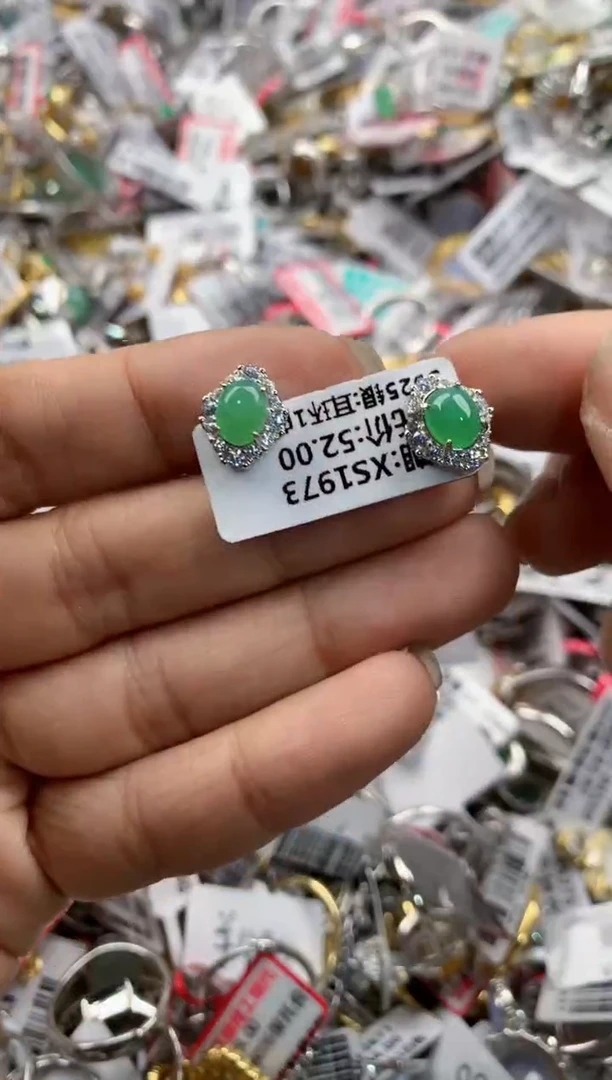 银S925镶嵌戒指翡翠101010---8