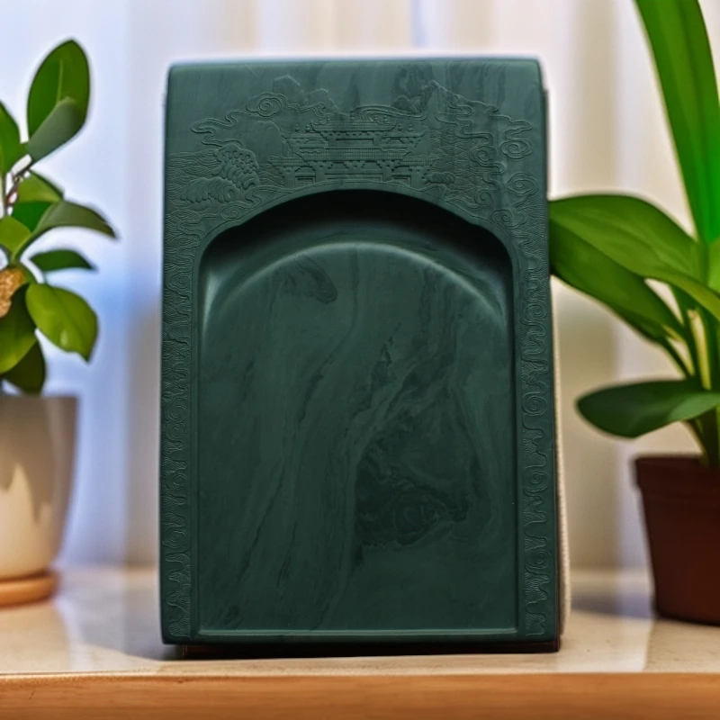 洮砚水泉湾老坑祥龙砚台文房四宝文玩雅器尺寸21.6x14.5x7cm