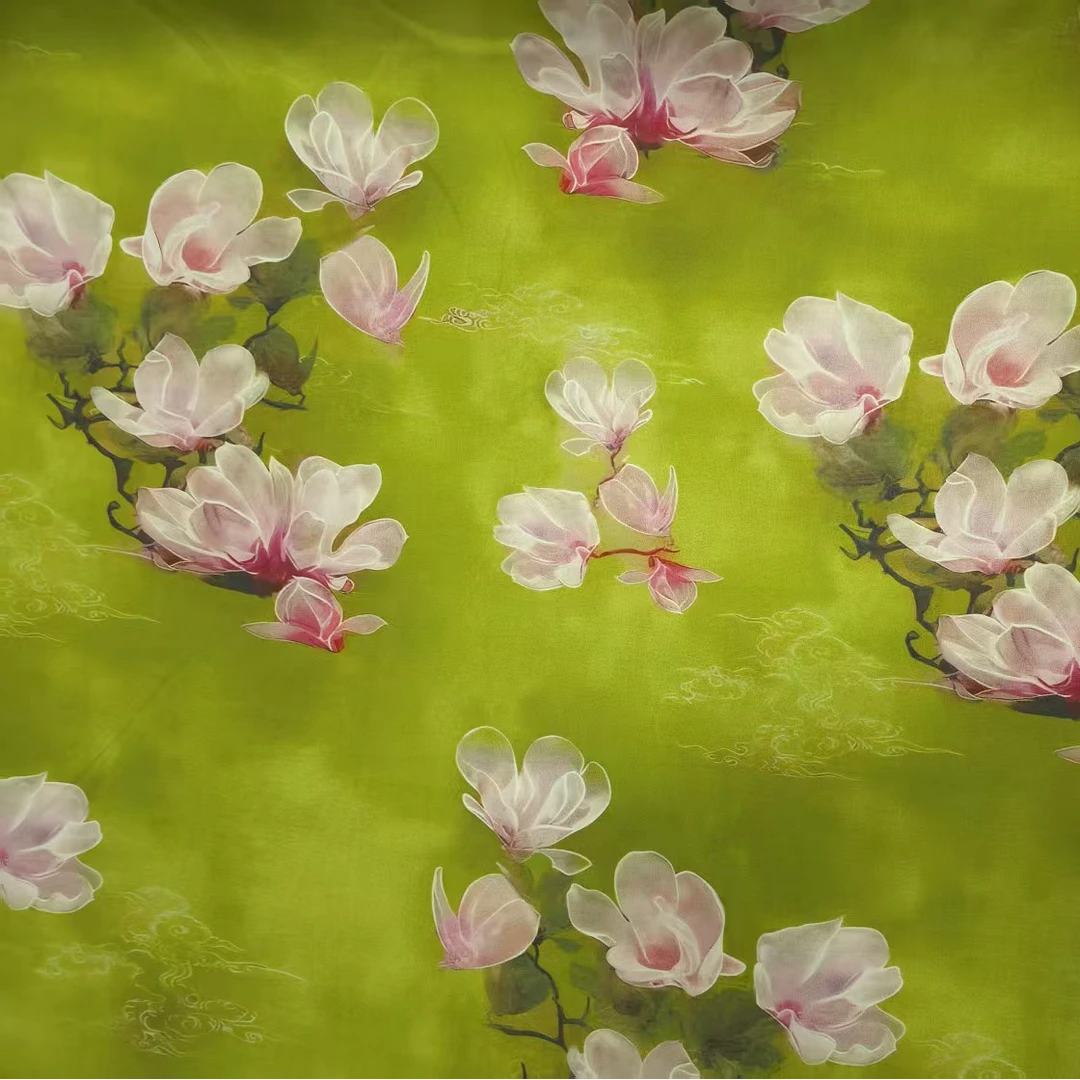 斜纹贡缎棉绸国色天香面料