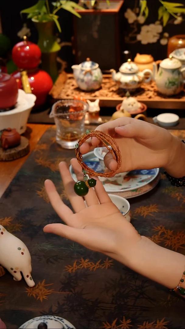 首饰首饰凡华造物 原创设计陶瓷手工制作毛衣链福禄绿色