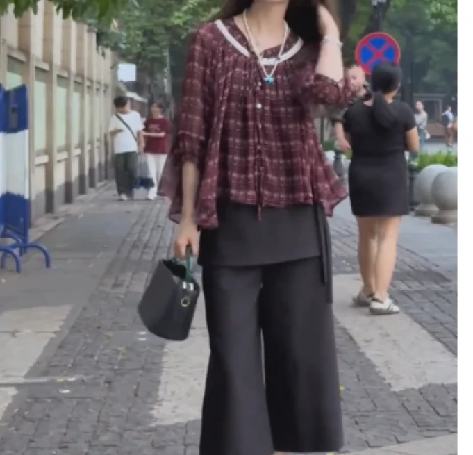 2025夏季新款网红同款洋气韩版潮流设计感休闲上衣裤裙女7-F89