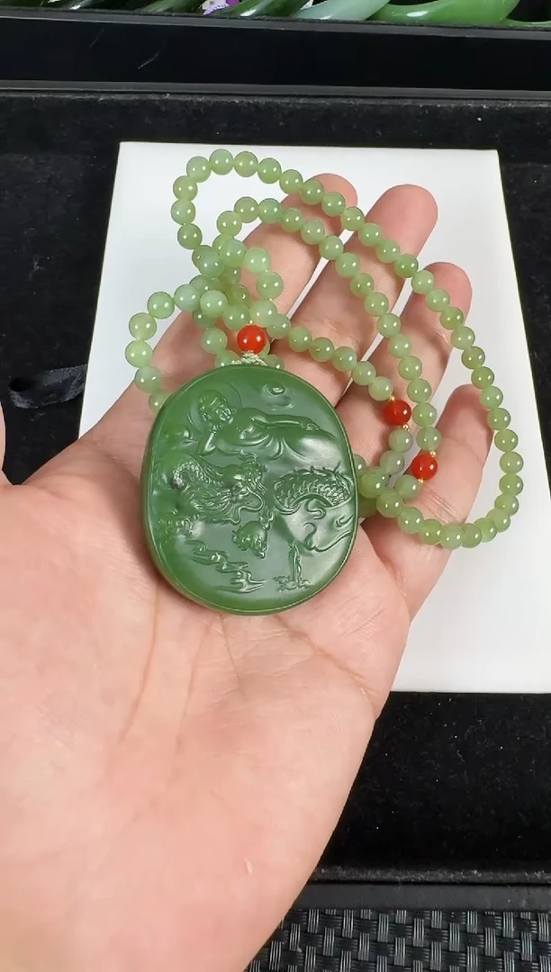 和田玉（碧玉）未镶嵌颈饰约51*45*12MM
