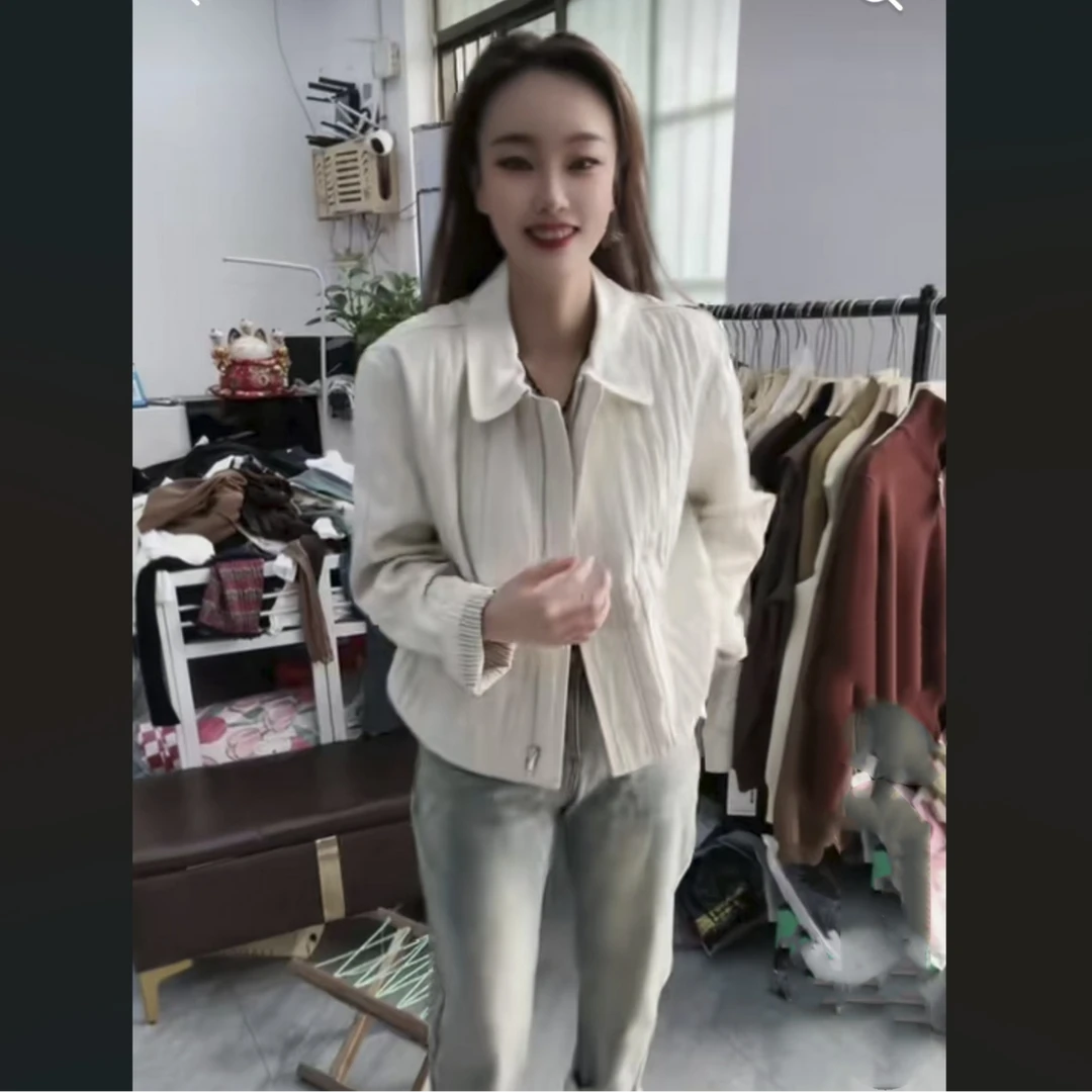 （柚子同款）ZJ秋冬压条褶皱时尚百搭棉服1098