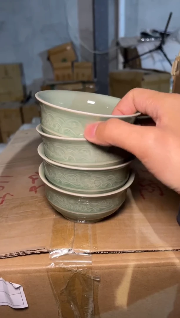 瓷瑕疵4.5海浪碗4只