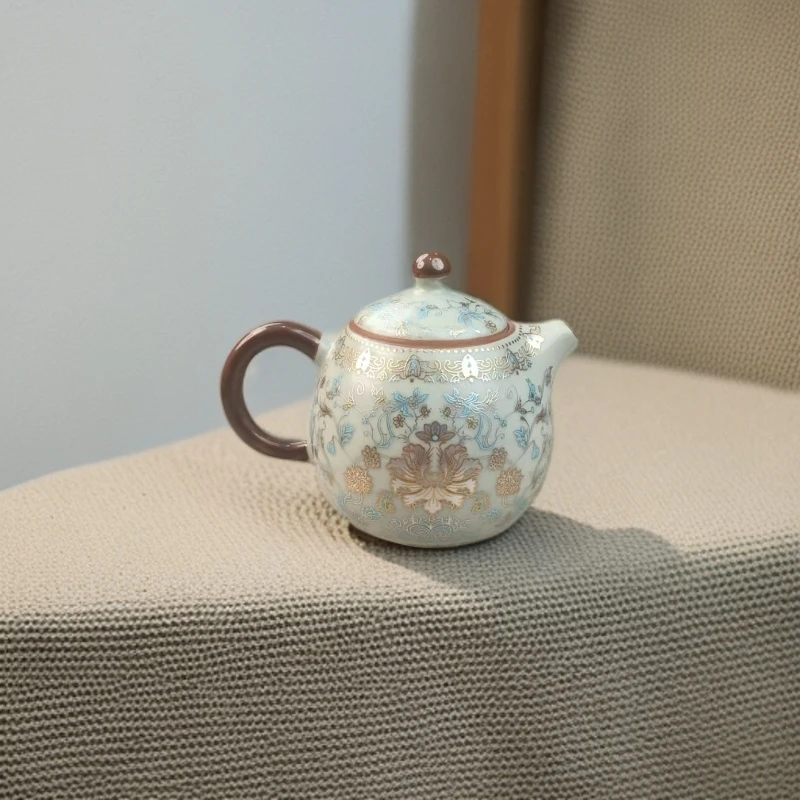 金银汝窑龙蛋茶壶