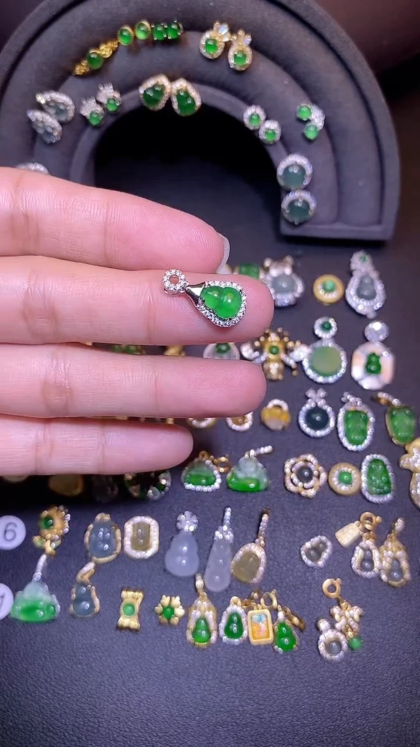 吊坠(不含链)银S925镶嵌翡翠1