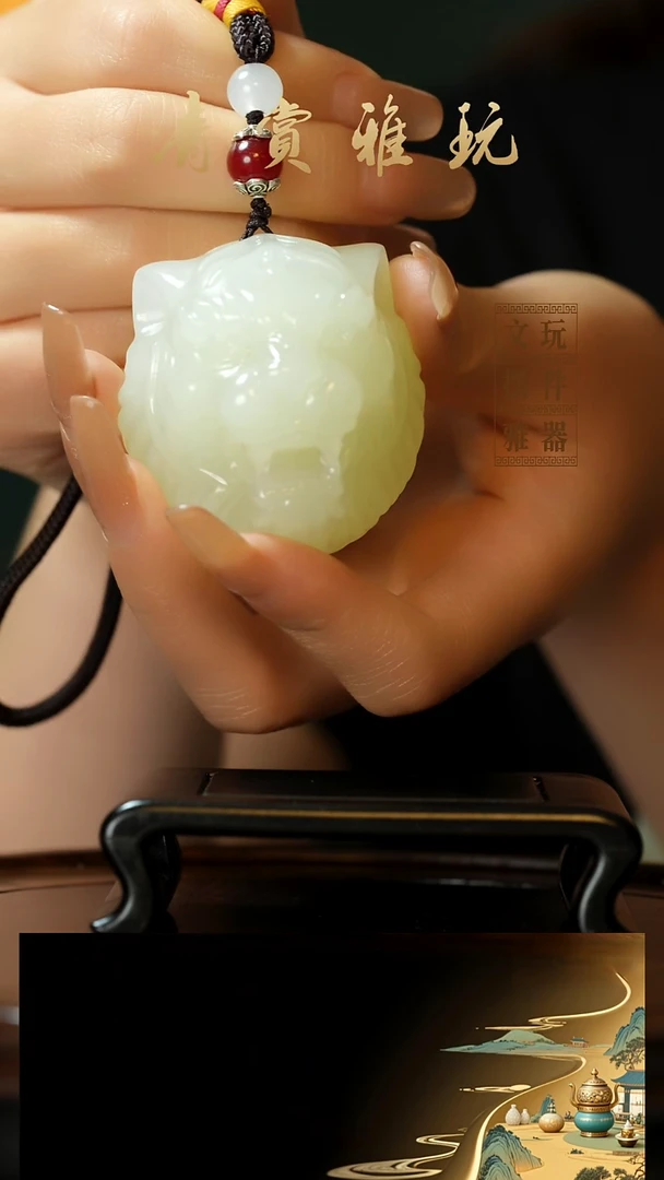 玉《虎虎生威》手把件摆件