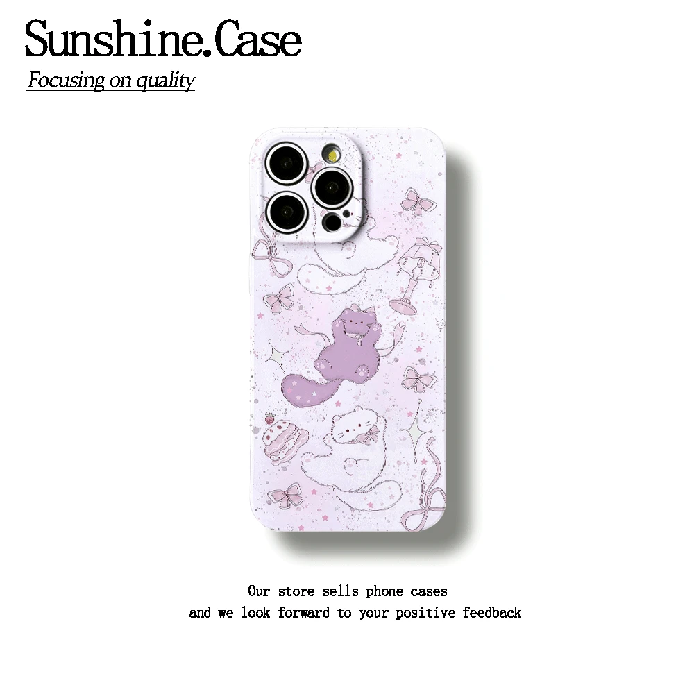 三只小猫菲林软壳适用苹果oppo华为荣耀vivo小米一加防摔全包