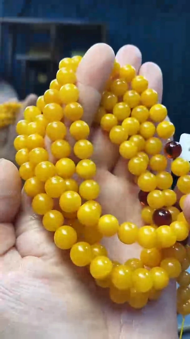 琥珀毛衣链未镶嵌蜜蜡圆珠佛珠