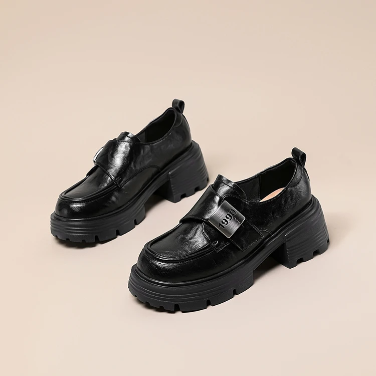 达芙妮乐福鞋2025四季新款黑色休闲时尚增高休闲小皮鞋经典女鞋