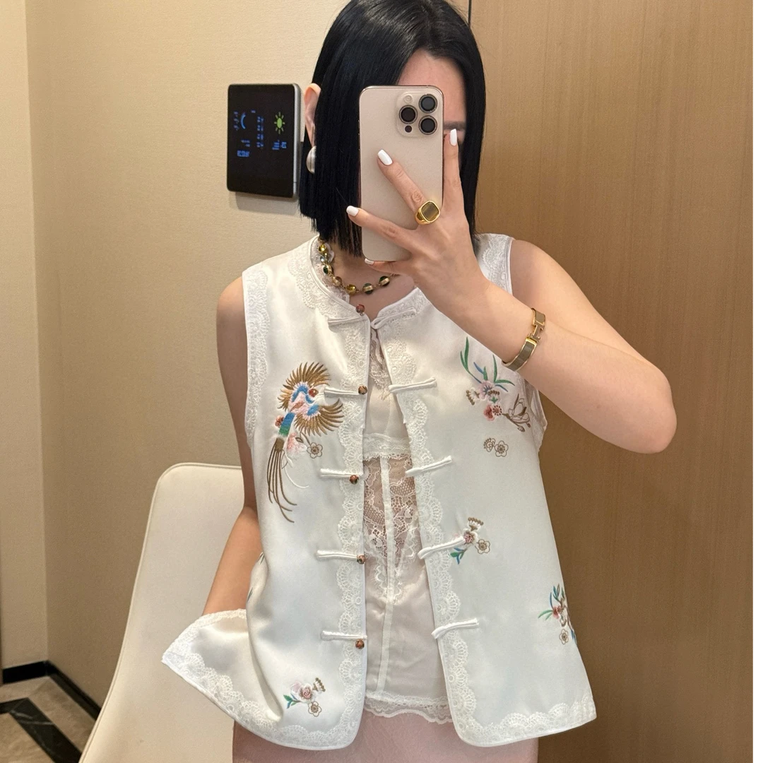 新中式国风 高品质 重磅醋酸 重工刺绣马夹外套上衣