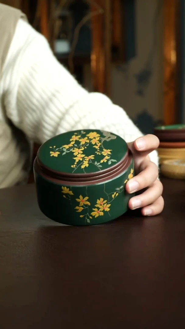 茶杯紫砂50号 新品迎春花茶叶罐 宜兴紫砂原矿作品
