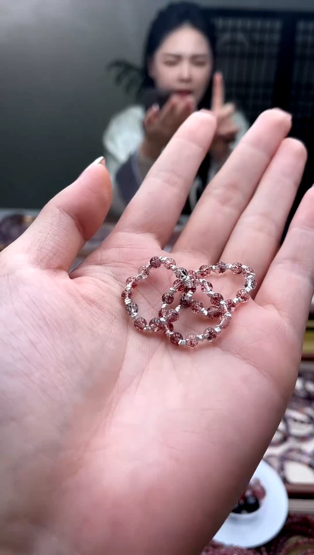 未镶嵌戒指水晶【迎迎甄选】超七金草莓戒指  多样性发一