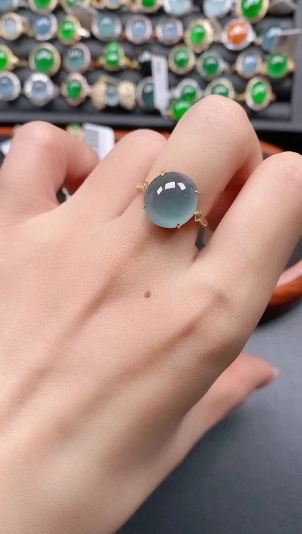 银S925镶嵌戒指翡翠1