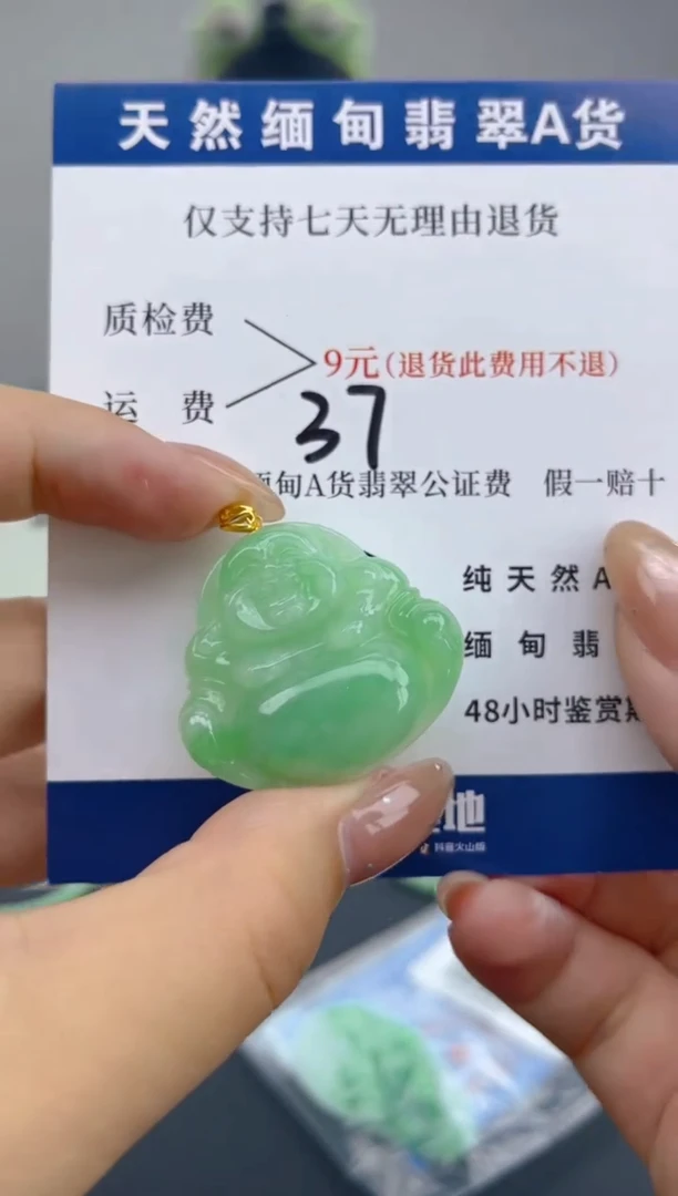 颈饰18K金镶嵌翡翠纯天然缅甸翡翠A货