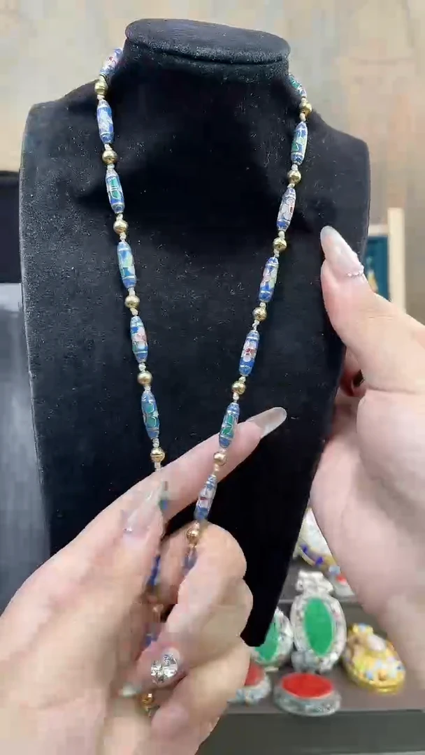 四****娘 非遗手工景泰蓝竹节项链湖蓝