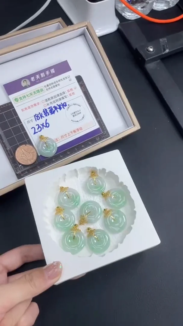 18K金镶嵌挂件翡翠平安扣FL12配链/多样性发其一ZBCP