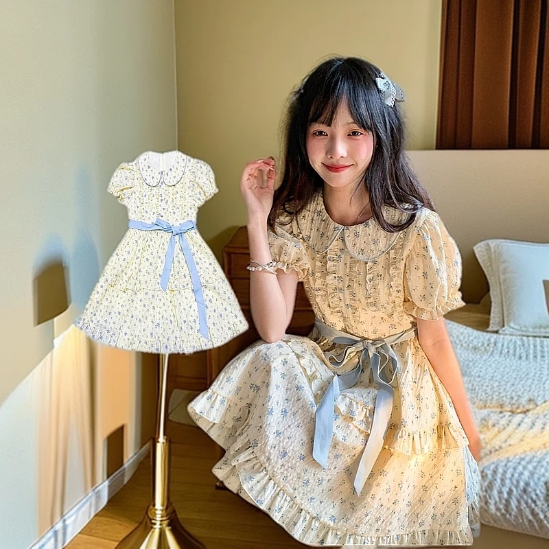 碎花小个子辣妹夏夏季连衣裙可爱娃娃收腰显瘦万能甜美夏季碎花裙