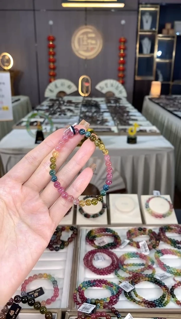 未镶嵌老矿碧玺色标彩虹单圈手串5mm+碧玺dan多样性发货一条