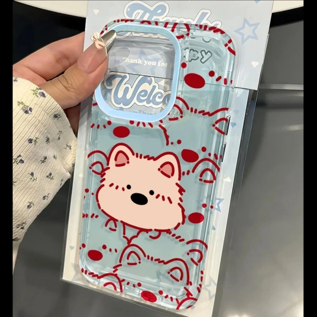 可爱蓝底小狗适用iphone16Pro手机壳15华为P70vivo透明小米15oppo