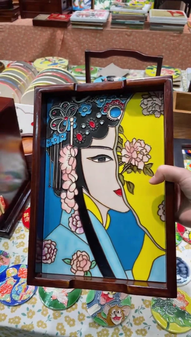 【闪购商品】瓷片23*33cm陶瓷茶盘人物款