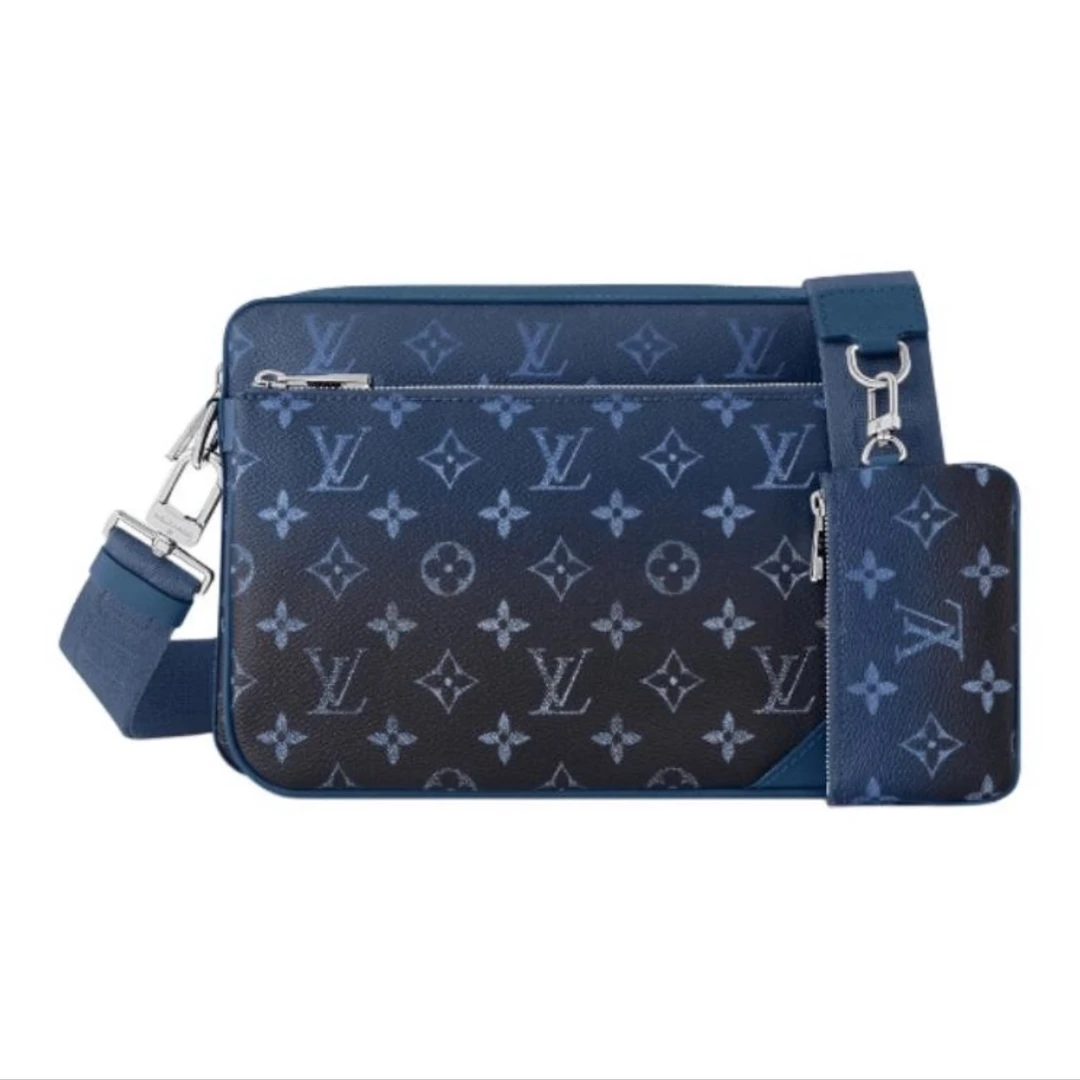 99新 LV 限量款3451深蓝色Trio三合一男士邮差包斜挎包