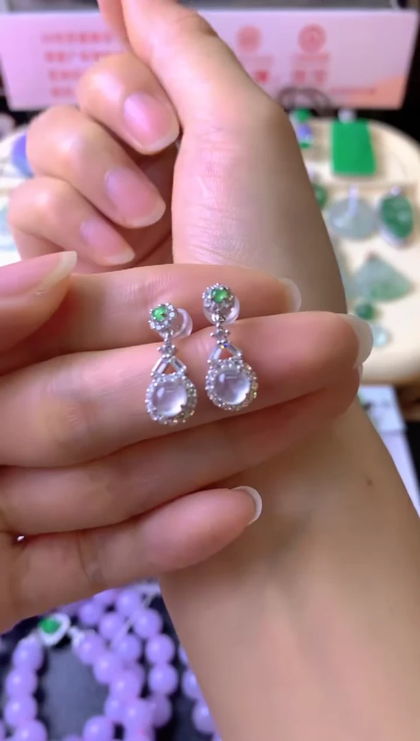 银S925镶嵌翡翠耳饰定**情耳饰