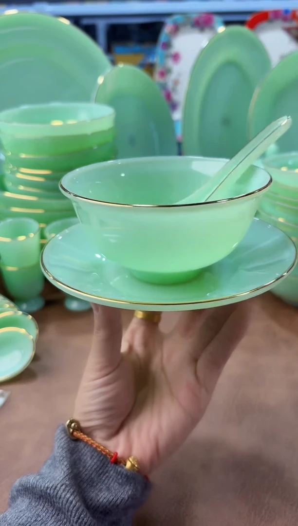 玉瓷 三件套碟碗勺6套