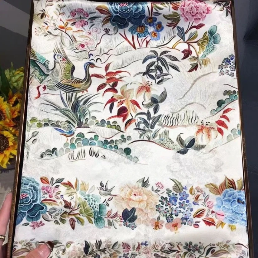 L057 百鸟朝凤  丽景锻 丝巾围巾披肩85*180cm夏季百搭时尚