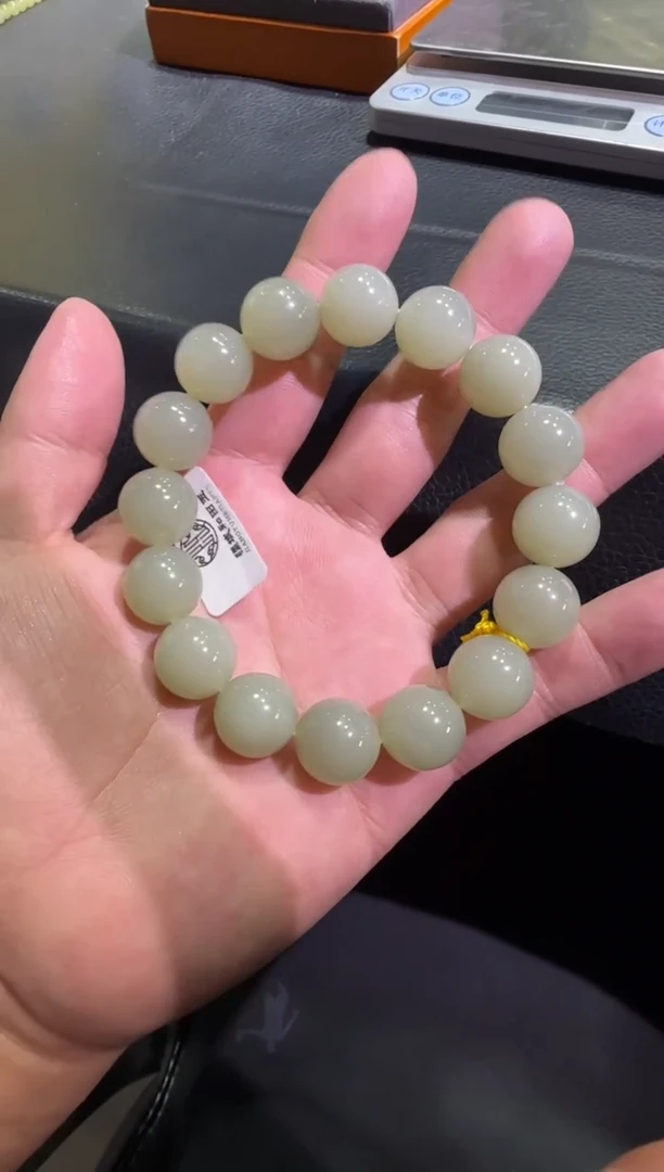 未镶嵌手串和田玉且末近矿青白玉卡14手串（产地直发）