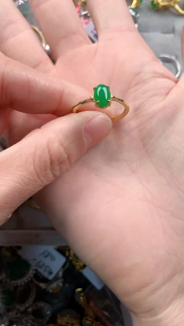 银S925镶嵌戒指翡翠222   10