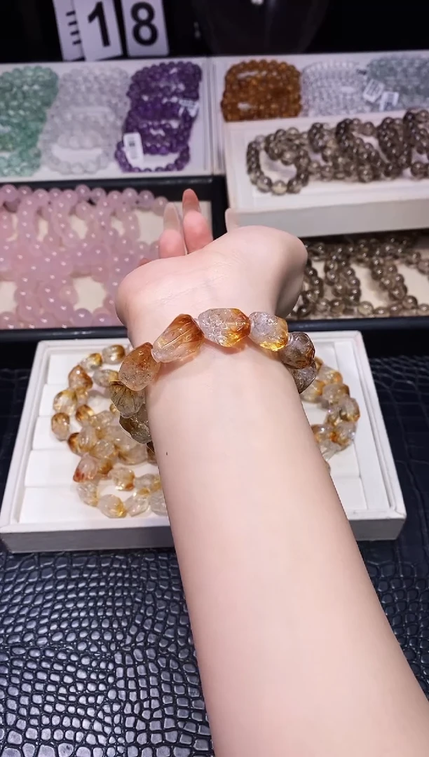 未镶嵌手串水晶黄水晶随型聚宝盆