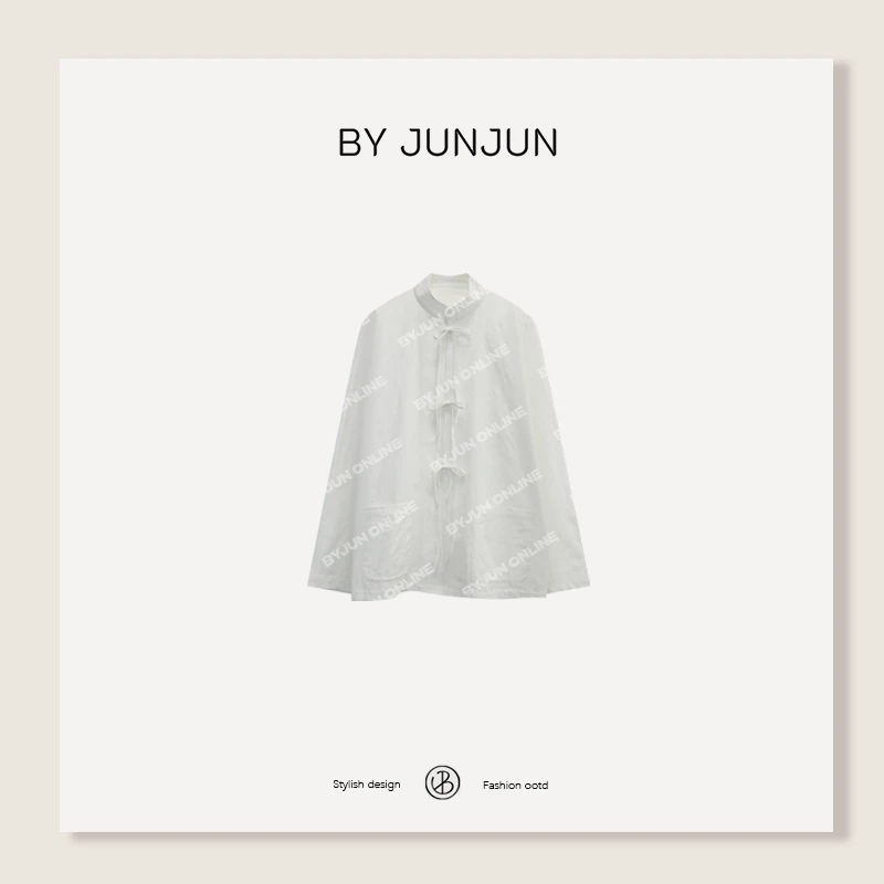 ByJunjun2025早春新品衬衣【素月】国风飘带衬衫C25C207