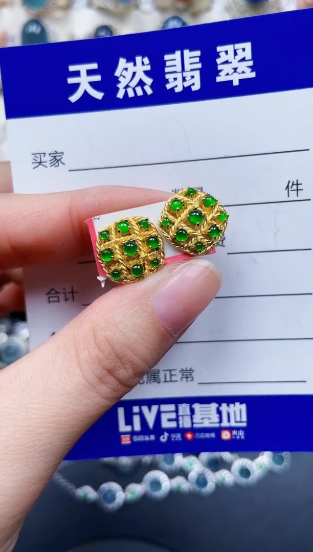 银S925镶嵌翡翠耳饰321