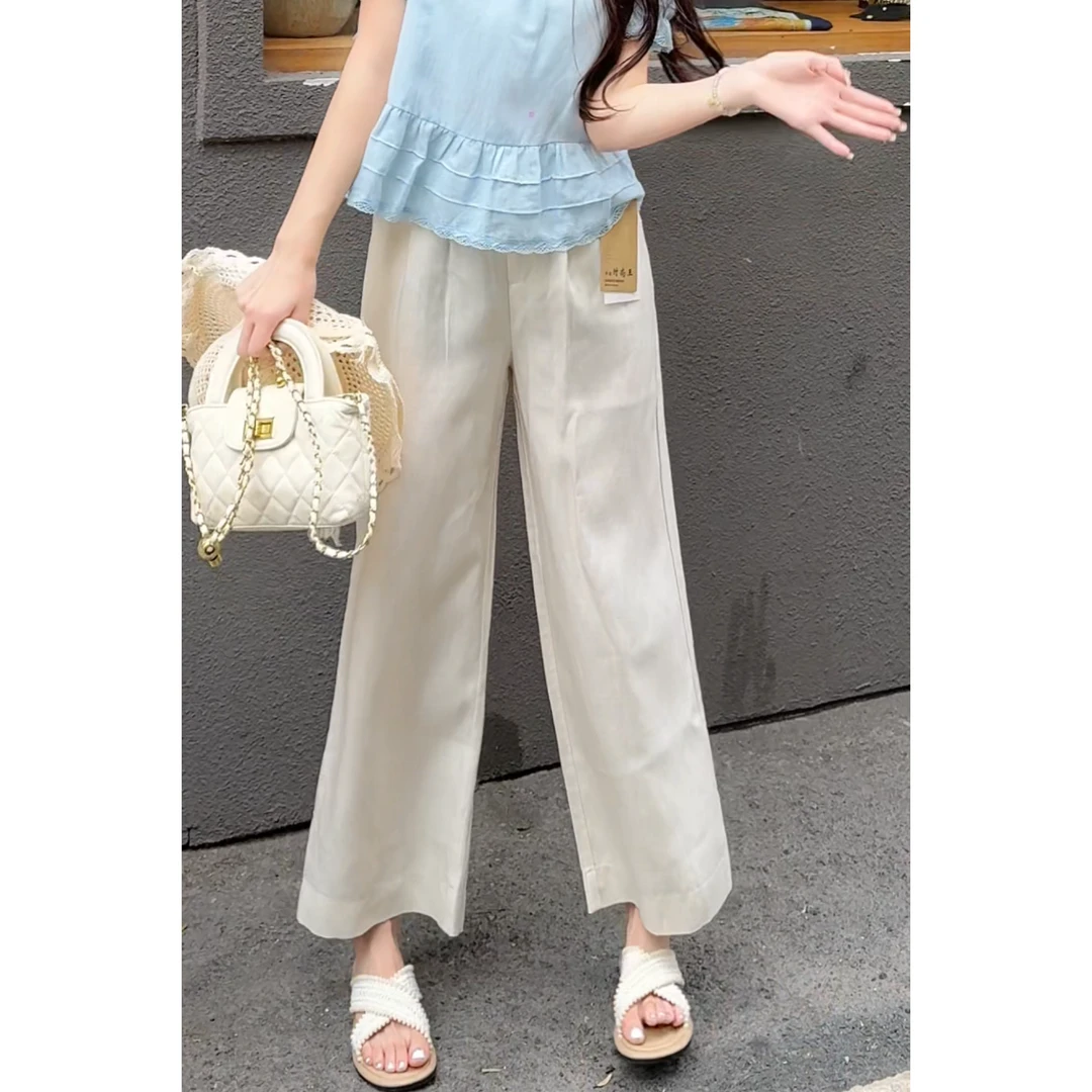 现货~~【七佰万】-云朵慕斯-夏季慵懒感25亚麻+75天丝休闲裤W183