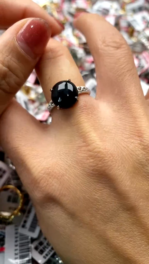 【闪购商品】翡翠戒指银S925镶嵌666666666     5