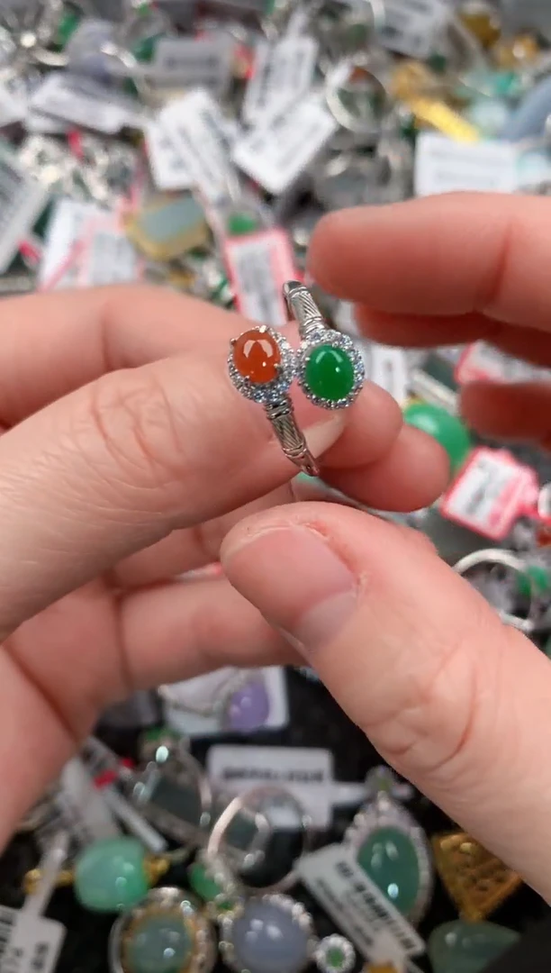 银S925镶嵌戒指翡翠44--8