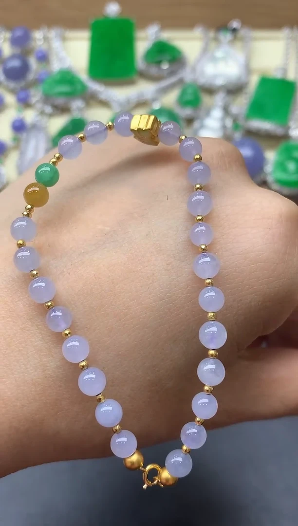 18K金镶嵌手链翡翠454-中国好珍宝