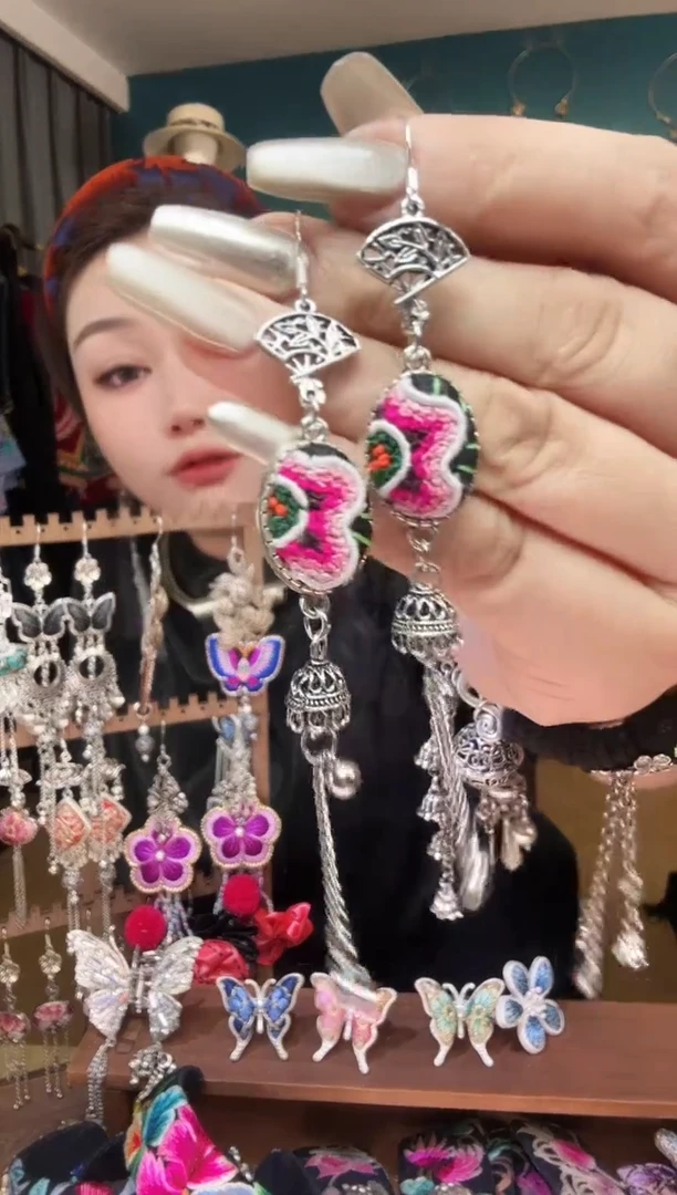 刺绣纯手工民族风刺绣耳环