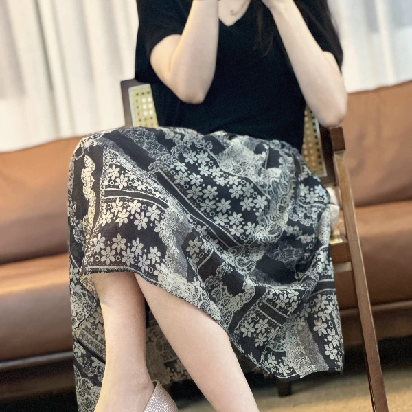 MOLANOOTD“朝暮”25新款印花半裙气质百搭高级设计师款ML-B2507272