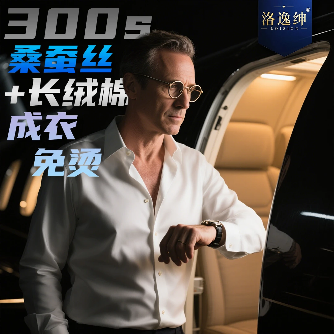 【总裁顶奢】300支桑蚕丝棉男免烫商务职业修身休闲四季通勤搭西服