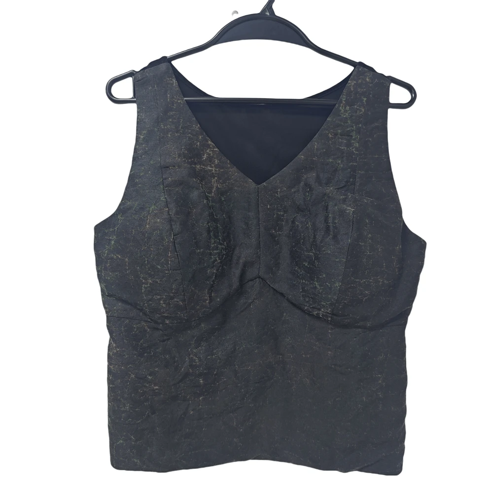 【黑色美背】顺德香云纱女背心百搭修身打底桑蚕丝吊带背心2310331