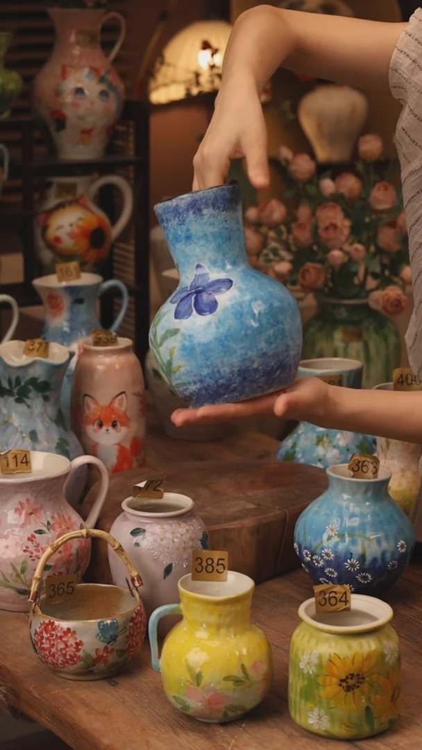 陶瓷431景德镇设计师手作花器摆件侘寂风