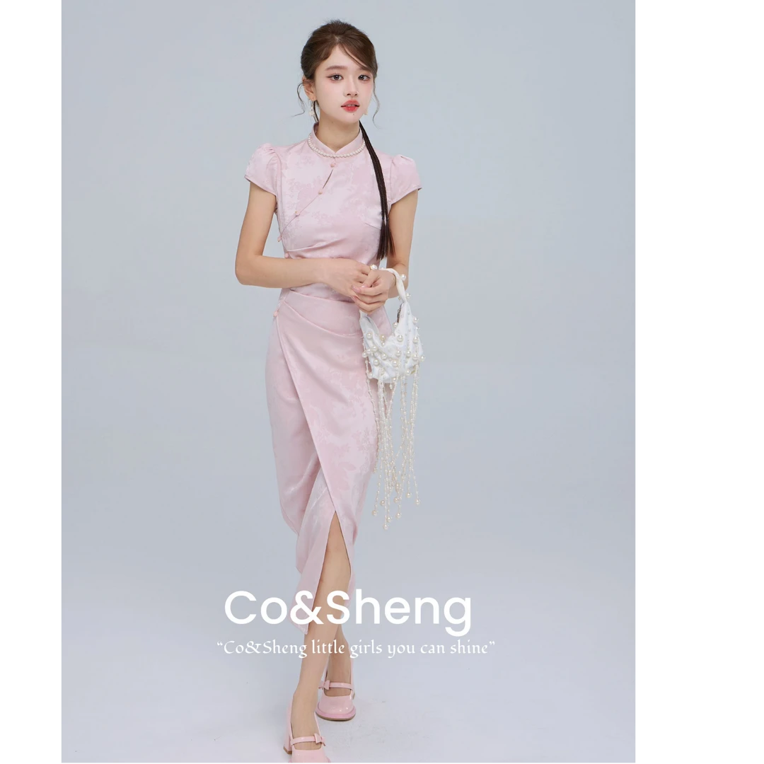 丝韵/cosheng重生小个子春夏新款新中式立体提花旗袍气质时尚